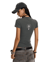 Retro Gothic Cross Fitted Tee - COPPING THREADS - 0123Start